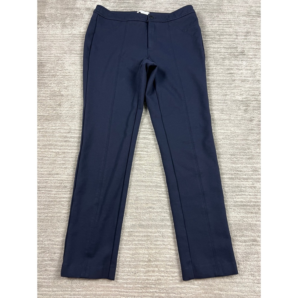 Charter Club Dress Pants Womens 6 Navy Blue Straight Leg Seam Detail Mid Rise